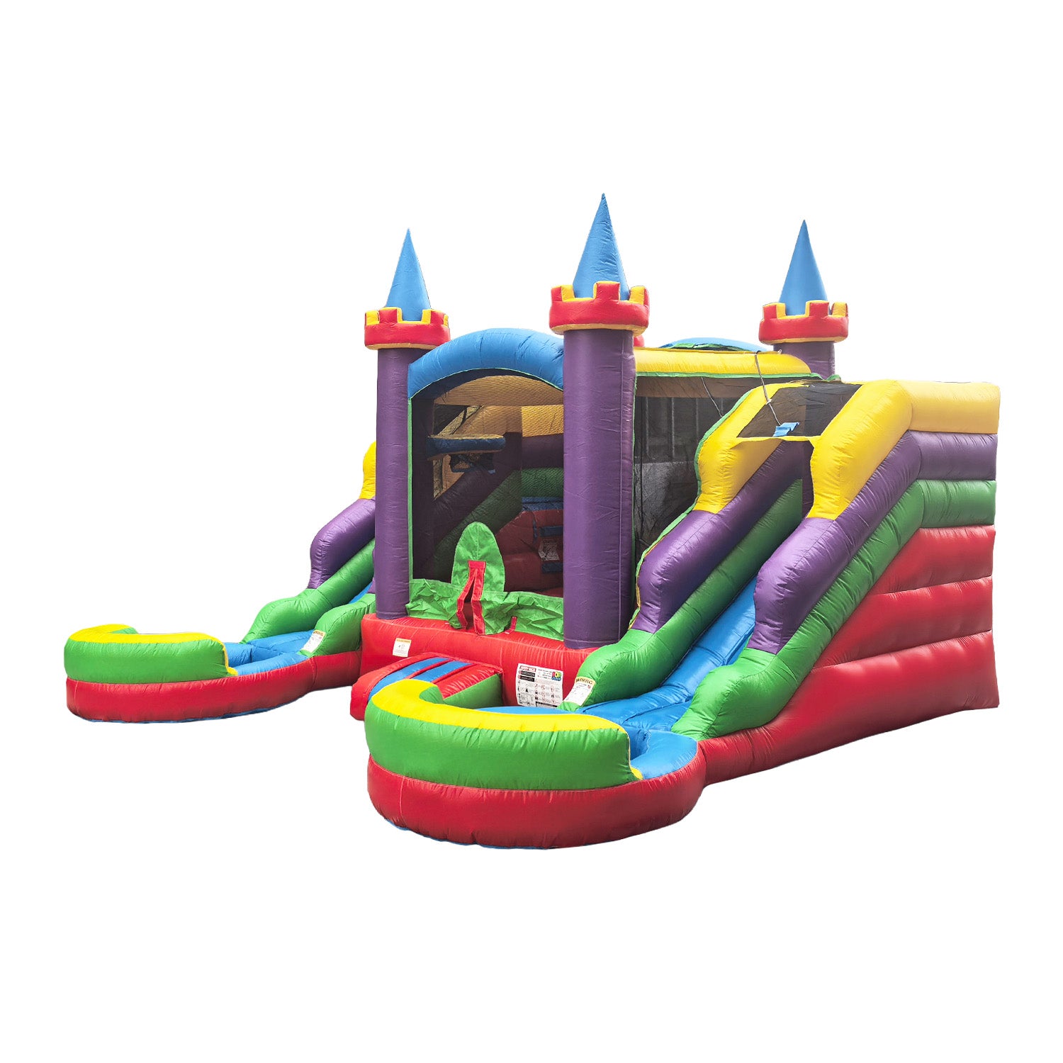 NEW! POP JUMP Rainbow Castle 17' Bounce House with Slide Combo & Basketball Hoop
