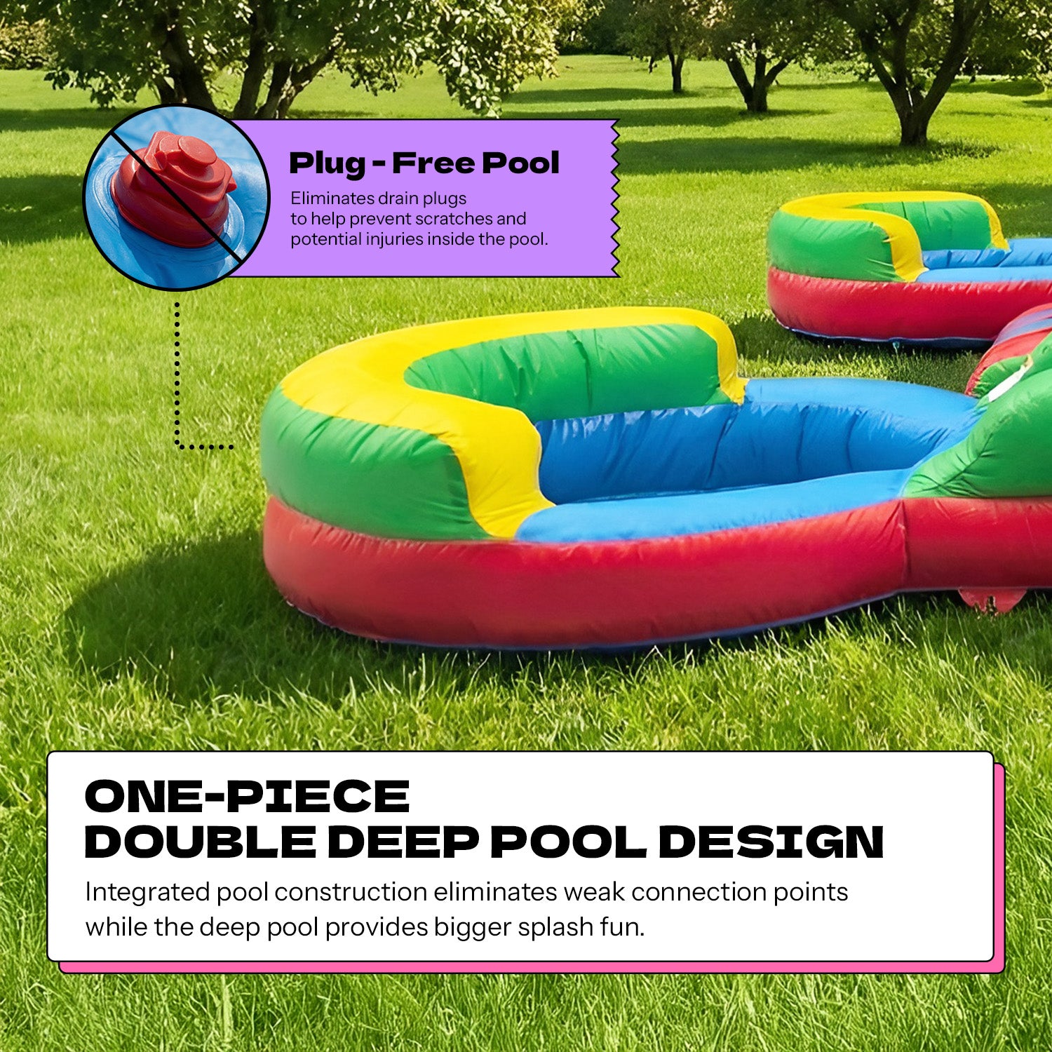 NEW! POP JUMP Rainbow Castle 17' Bounce House with Slide Combo & Basketball Hoop