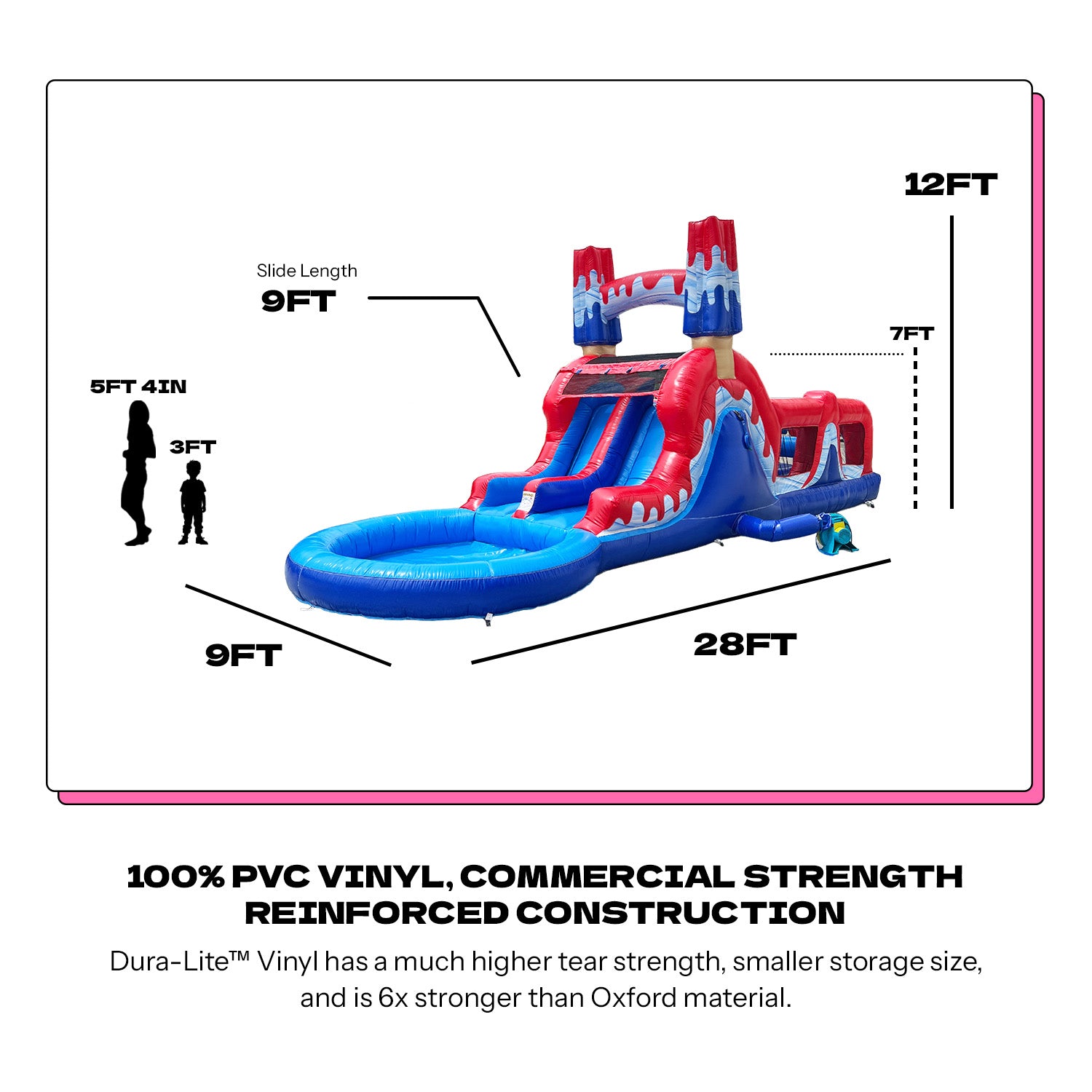 ( PRE-ORDER Ships AUG 24) POP JUMP Ice Rocket 28' Obstacle Course with Dual Lane Waterslide & Attached Deep Pool