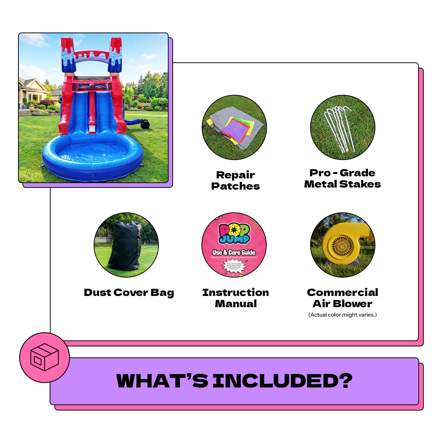 ( PRE-ORDER Ships AUG 24) POP JUMP Ice Rocket 28' Obstacle Course with Dual Lane Waterslide & Attached Deep Pool