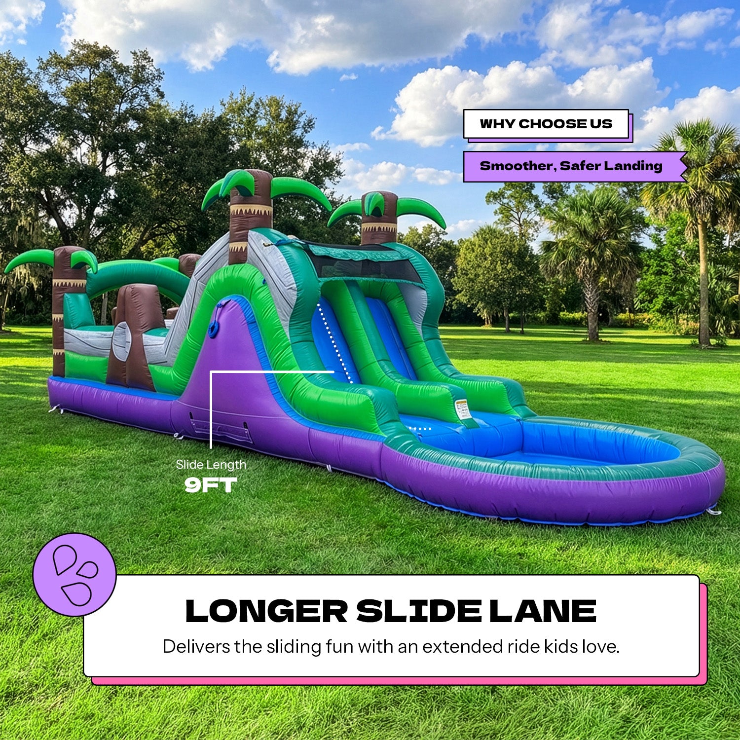 (PRE-ORDER SHIPS MARCH 2) POP JUMP Tropical 28' Obstacle Course with Slide