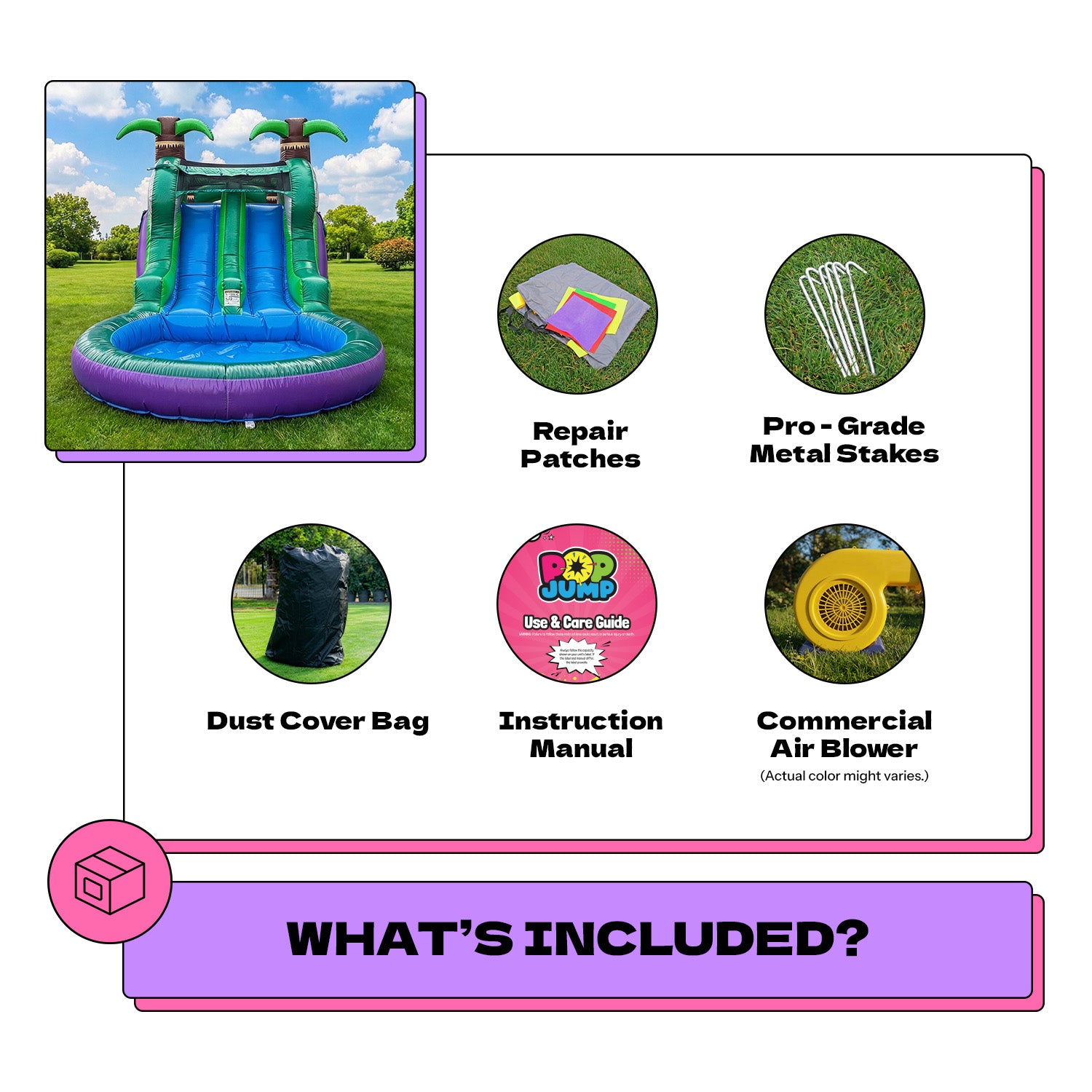 (PRE-ORDER SHIPS MARCH 2) POP JUMP Tropical 28' Obstacle Course with Slide