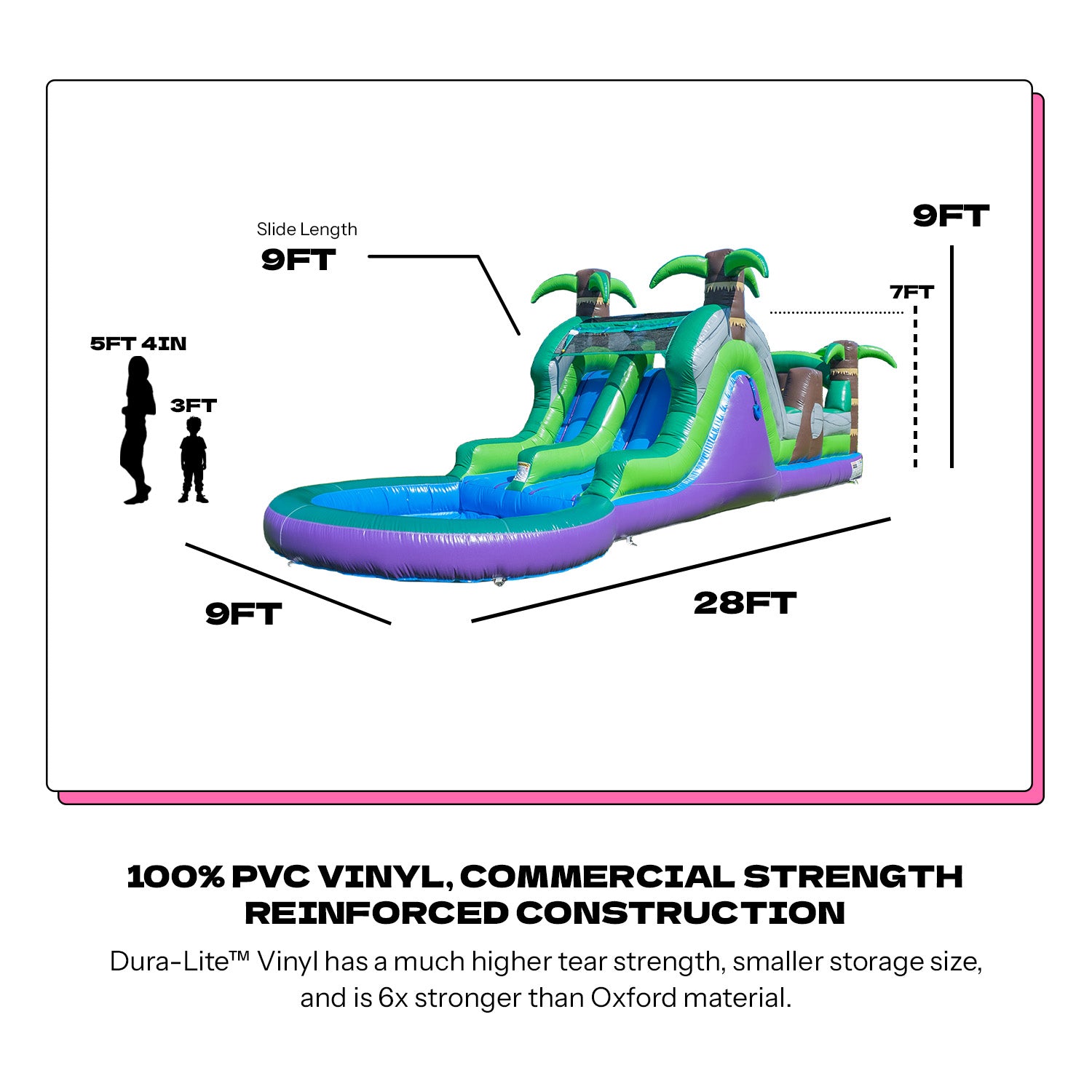 NEW! POP JUMP Tropical 28' Obstacle Course with Slide