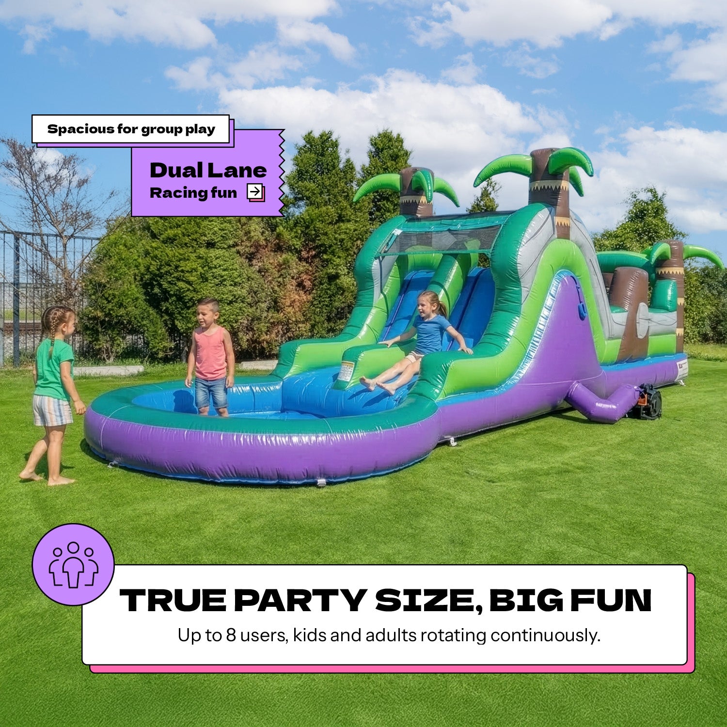 POP JUMP Tropical 28' Obstacle Course with Slide
