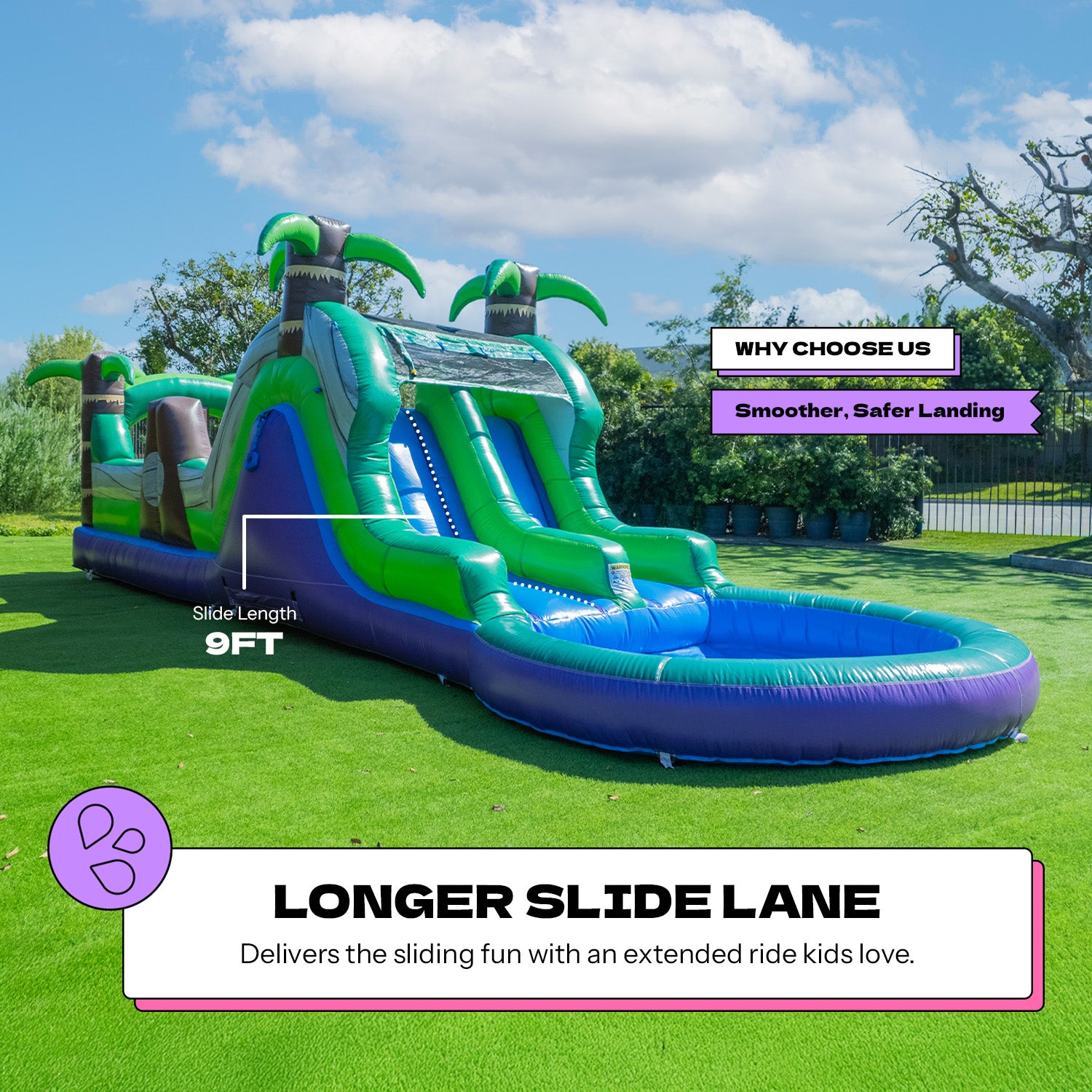 NEW! POP JUMP Tropical 28' Obstacle Course with Slide