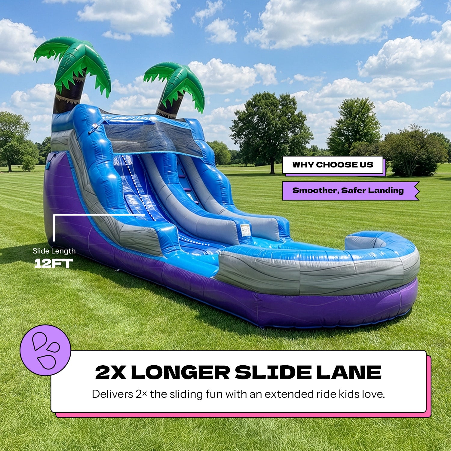 NEW! POP JUMP Tropical 13' Waterslide with Pool
