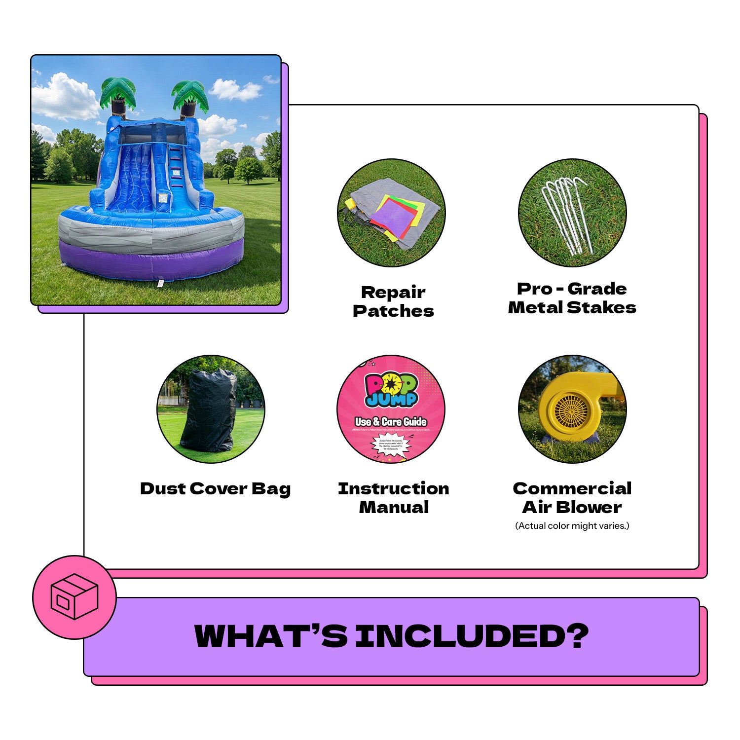 NEW! POP JUMP Tropical 13' Waterslide with Pool