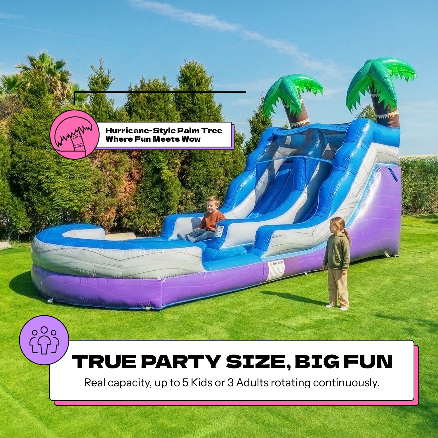 NEW! POP JUMP Tropical 13' Waterslide with Pool