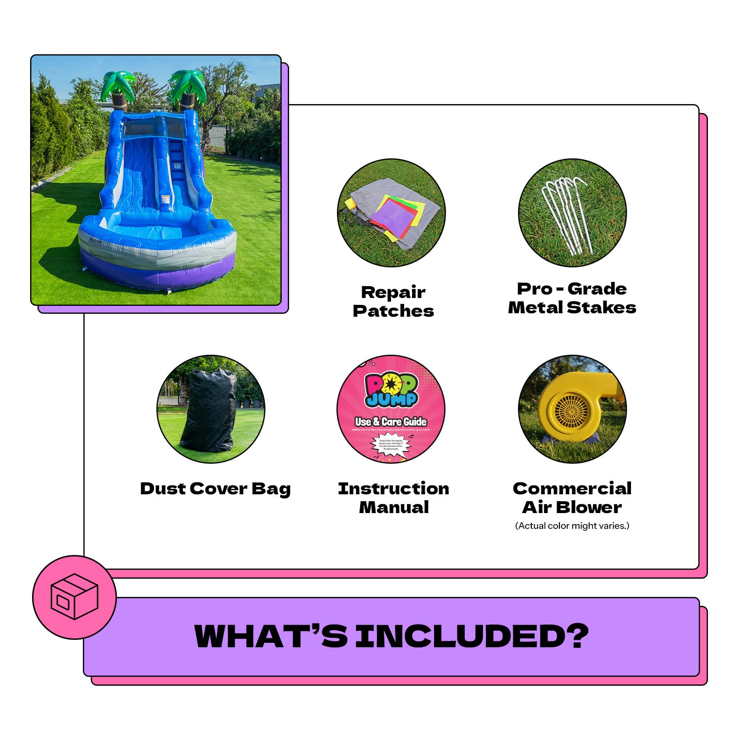 NEW! POP JUMP Tropical 13' Waterslide with Pool
