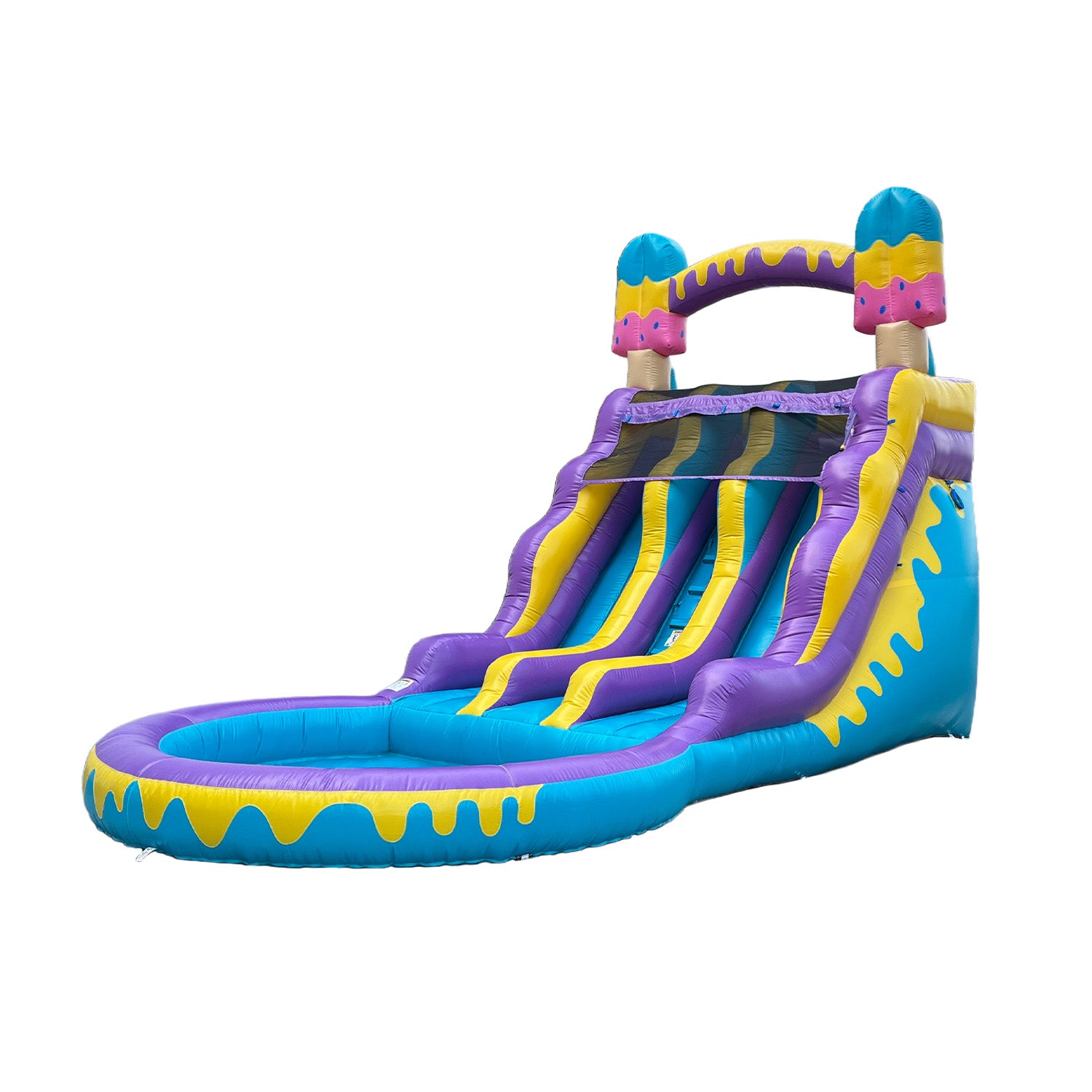 (PRE-ORDER SHIPS MARCH 2) POP JUMP Ice Pop 16' Dual Lane Center Climb Waterslide with Attached Pool