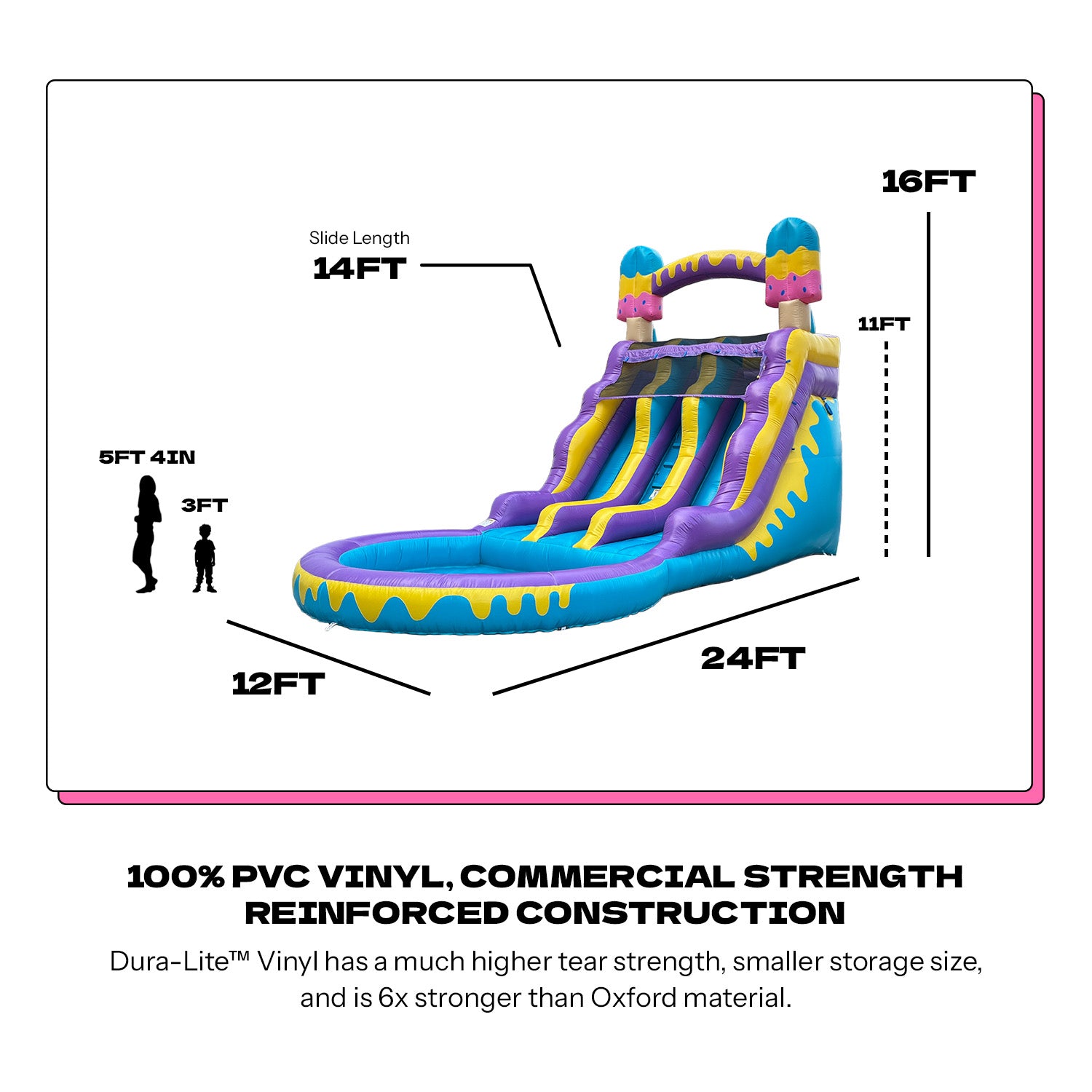 (PRE-ORDER SHIPS MARCH 2) POP JUMP Ice Pop 16' Dual Lane Center Climb Waterslide with Attached Pool