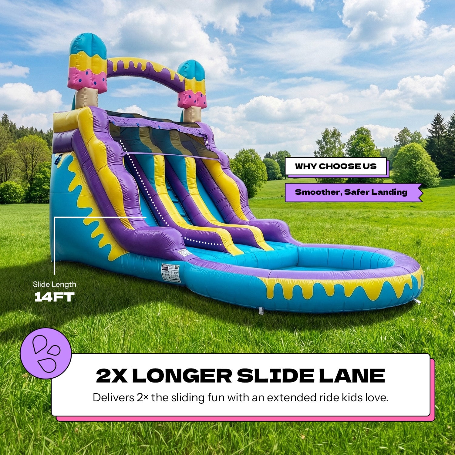 (PRE-ORDER SHIPS MARCH 2) POP JUMP Ice Pop 16' Dual Lane Center Climb Waterslide with Attached Pool