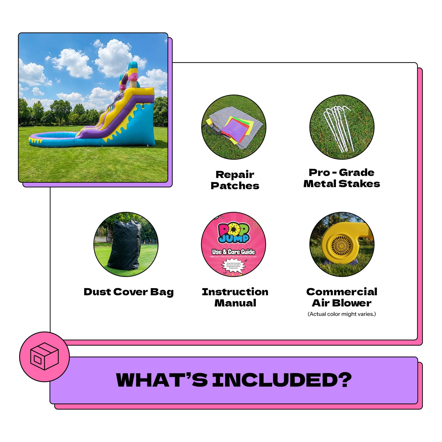 (PRE-ORDER SHIPS MARCH 2) POP JUMP Ice Pop 16' Dual Lane Center Climb Waterslide with Attached Pool