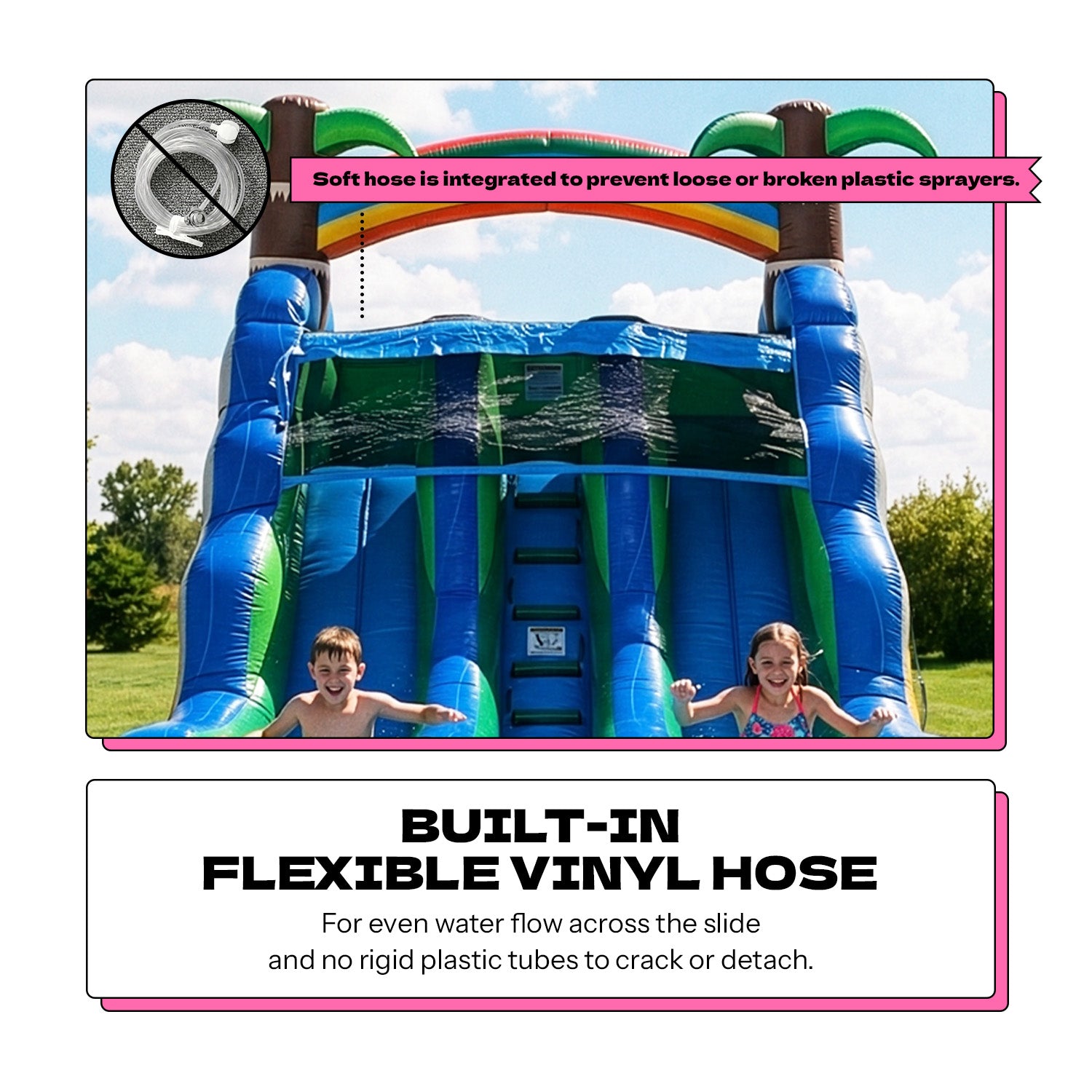 POP JUMP Tropical Island 13' Dual Lane Center Climb Waterslide with Attached Pool