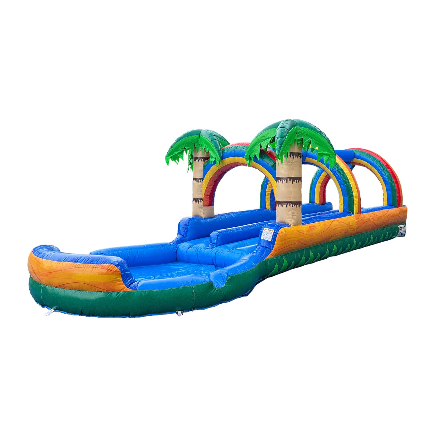 NEW! POP JUMP Tropical 27' Dual Lane Slip N Slide With Pool