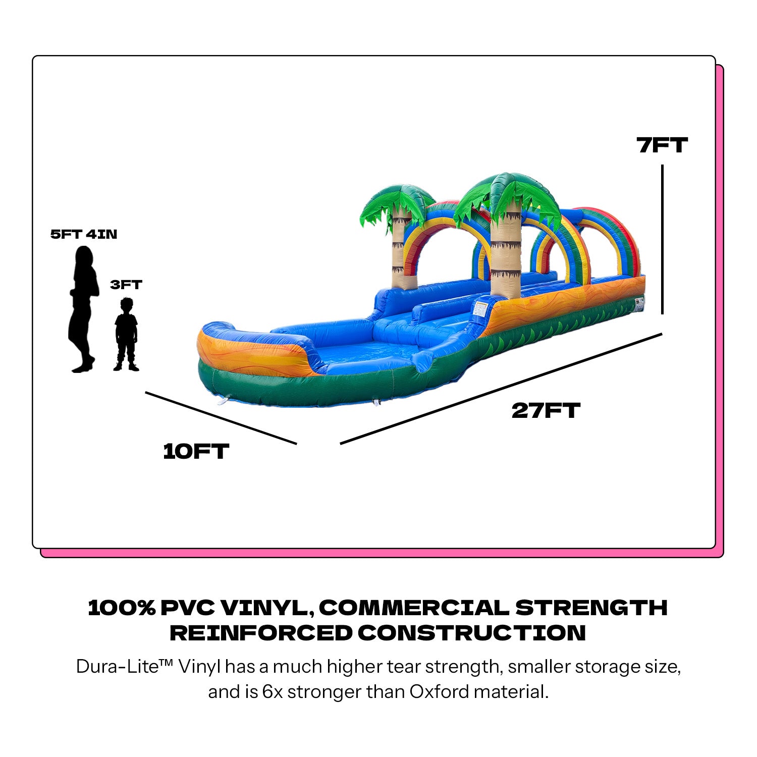 POP JUMP Tropical 27' Dual Lane Slip N Slide With Pool