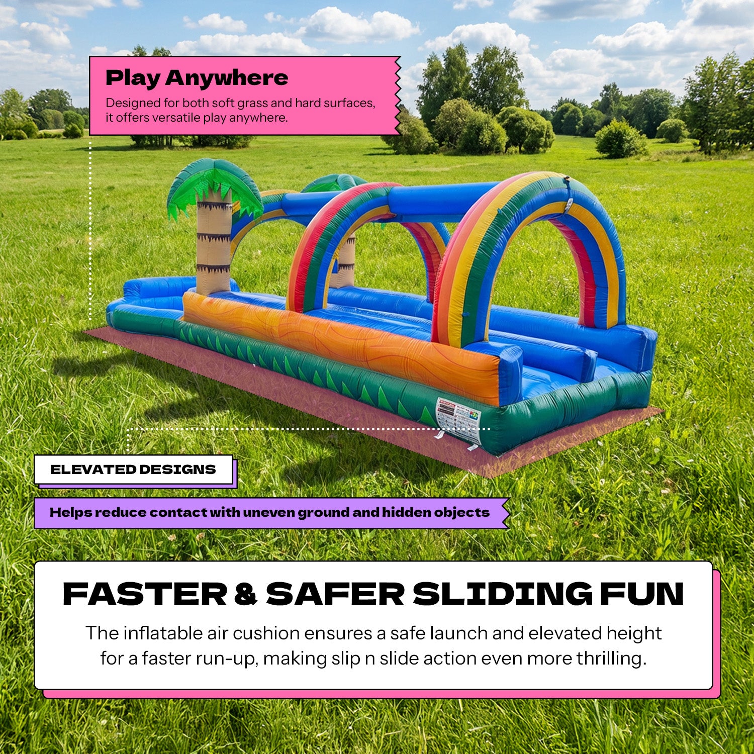 NEW! POP JUMP Tropical 27' Dual Lane Slip N Slide With Pool