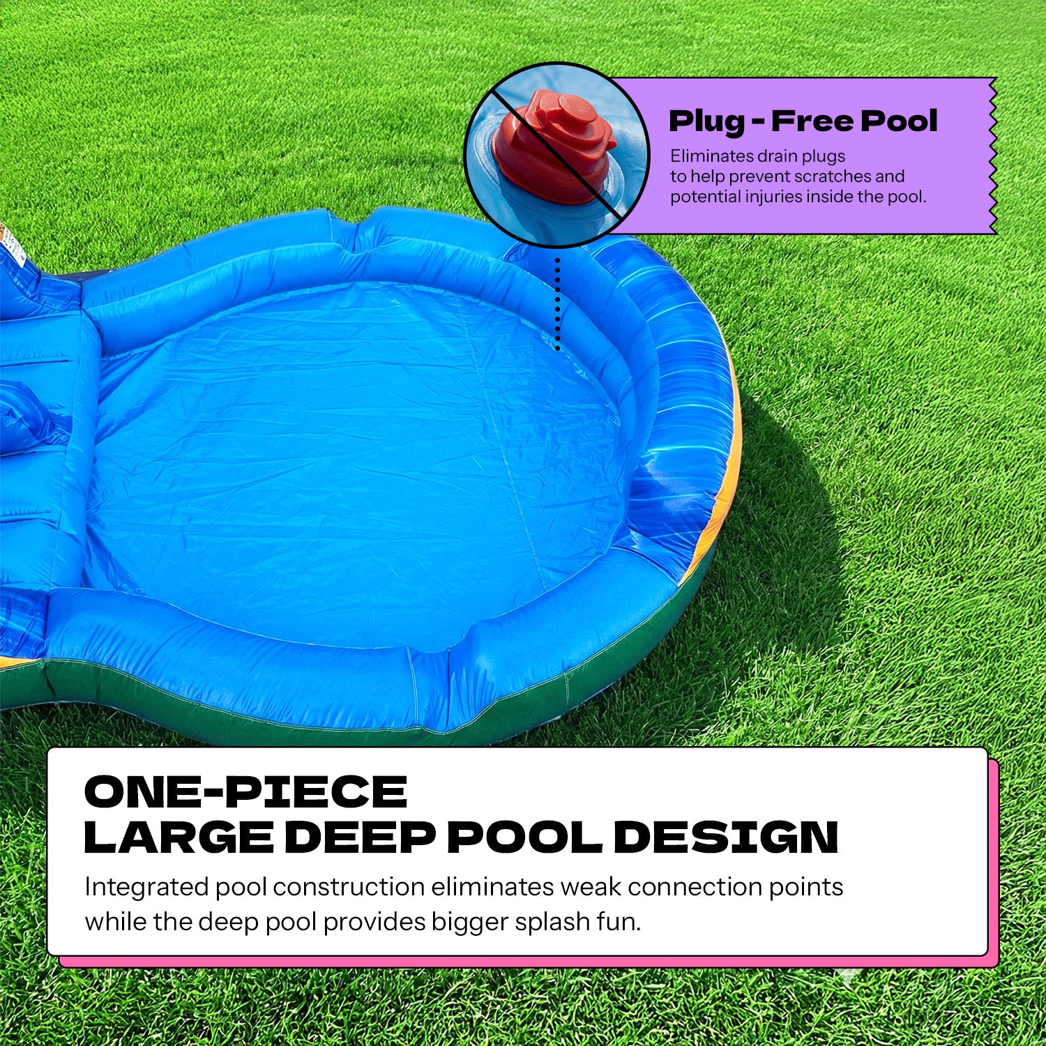 POP JUMP Tropical 27' Dual Lane Slip N Slide With Pool