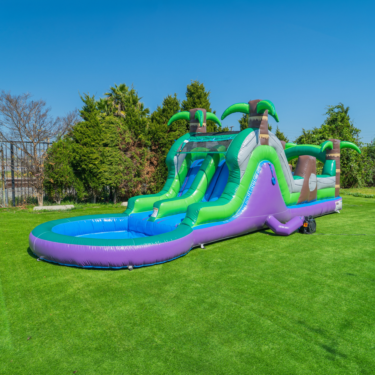 NEW! POP JUMP Tropical 28' Obstacle Course with Slide